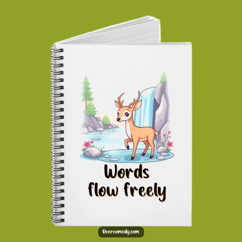 Funny Deer Waterfall Notebook: Jot Down Serene Thoughts Gift