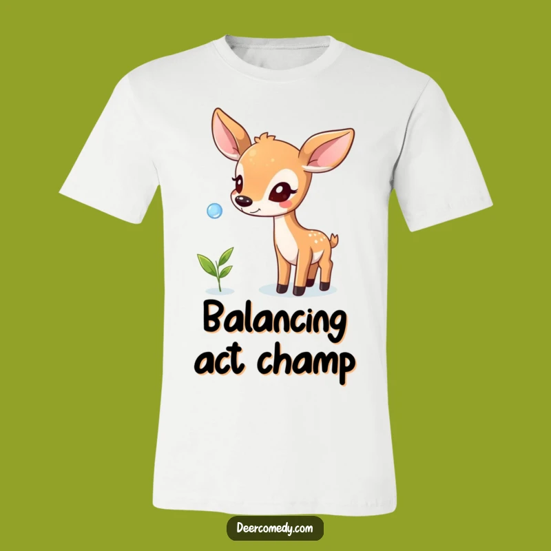 Funny Balancing Deer T-Shirt: Playful Focus for Everyday Adventures