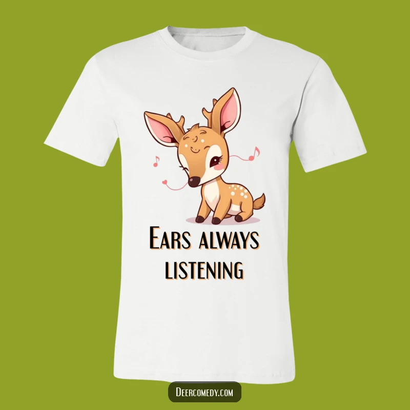 Funny Kawaii Deer Listen T-Shirt: Wear Your Appreciation for Sweet Melodies