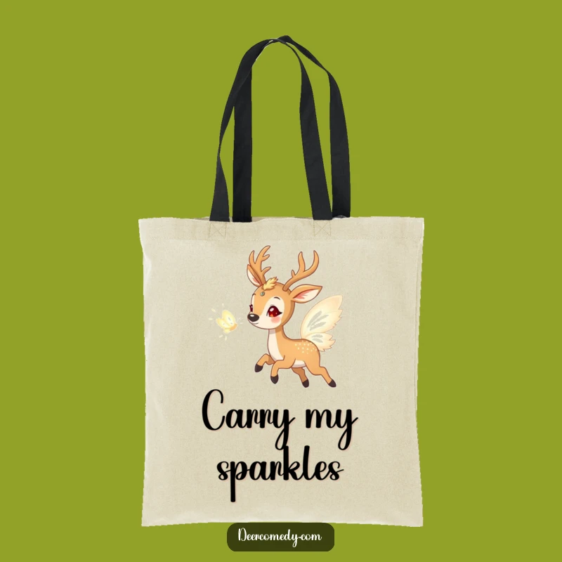 Funny Deer & Light Butterfly Tote Bag: Carry Magic and Smiles Everywhere