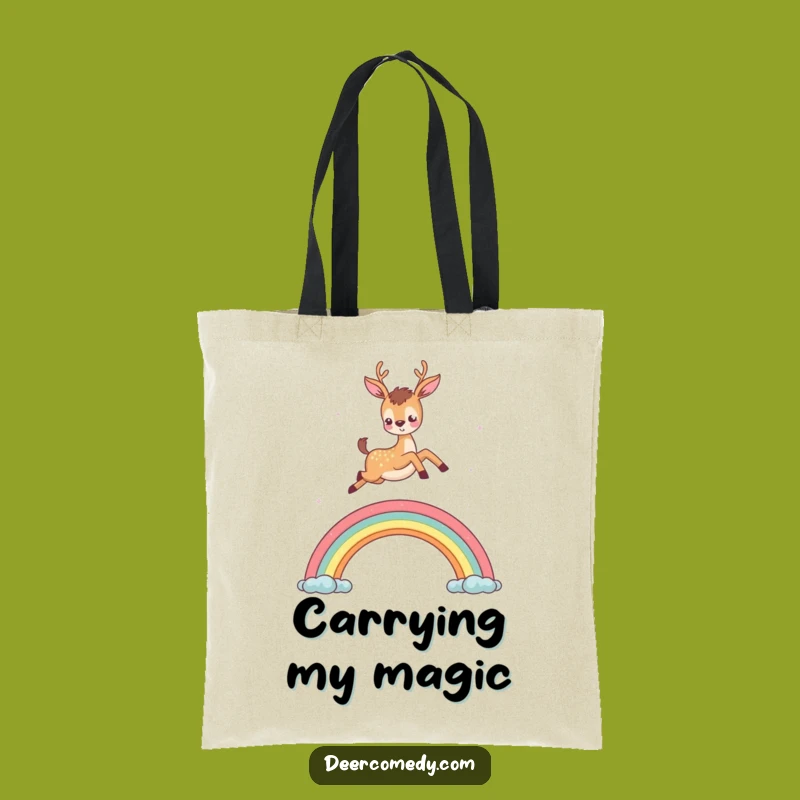 Funny Deer Rainbow Tote Bag: Carry Your Magic Wherever You Go