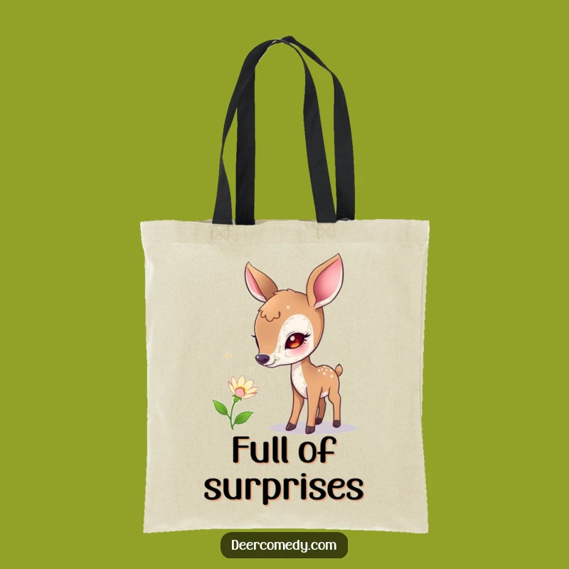 Funny Curious Deer Bubble Flower Tote Bag: Carry Nature's Sparkle Everywhere